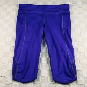 Athleta Women's Blue Athletic Capri Pants Size XL Side Pockets Mesh Insets